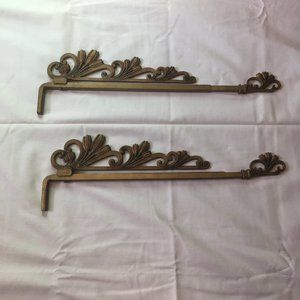 2 Antique Victorian cast iron metal swing arm curtain/drapery rods